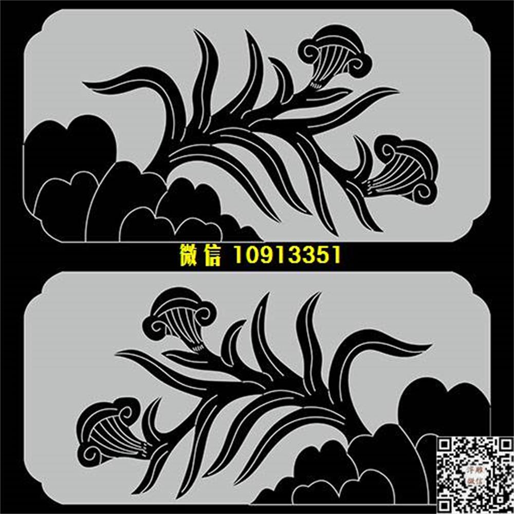 精雕图精雕289兰花栏板图线雕图线条图单线铣底图_电脑雕刻plt文泰矢量图精雕图浮雕图